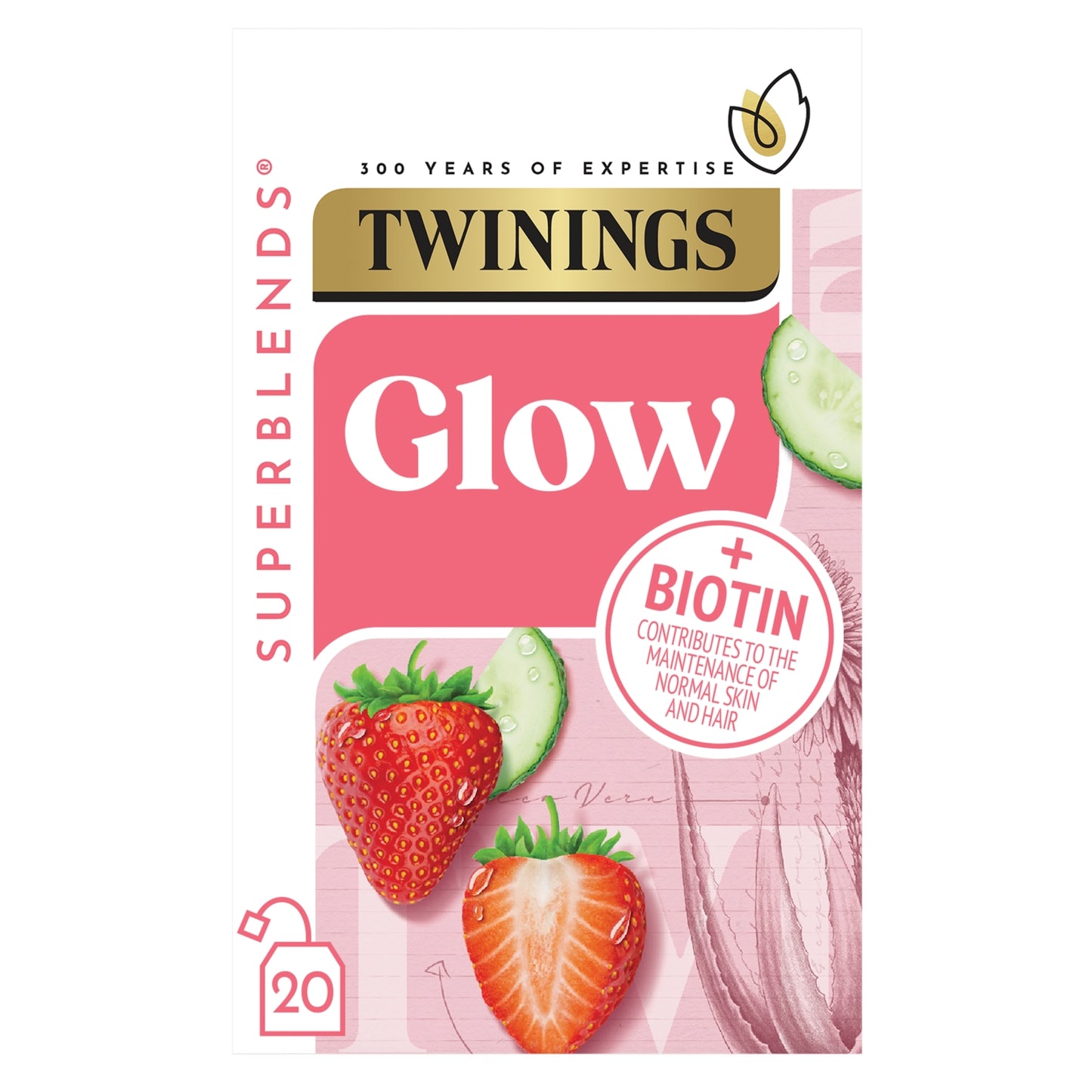 Twinings Superblends 20 Glow Strawberry & Cucumber with Green Tea & Aloe Vera 40g