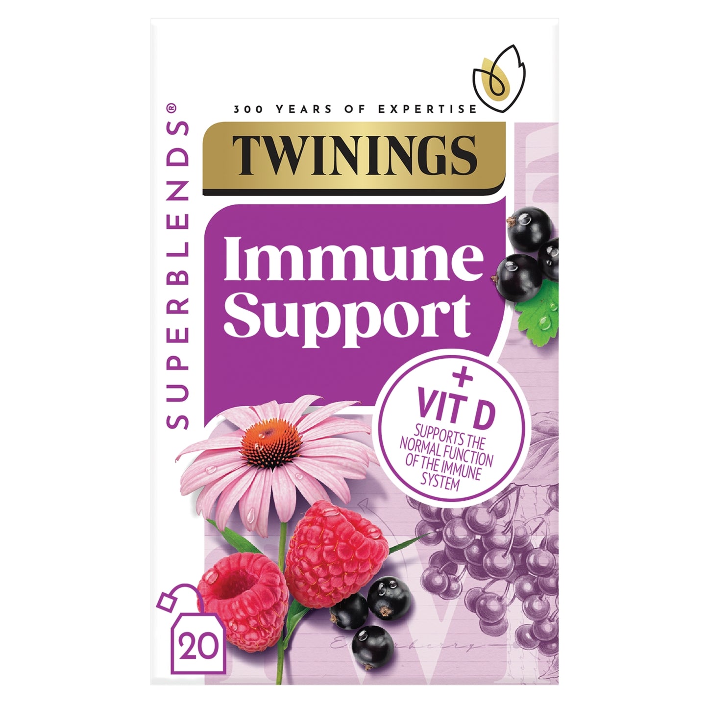 Twinings Superblends Immune Support Blackcurrant & Raspberry 20 Tea Bags 40g