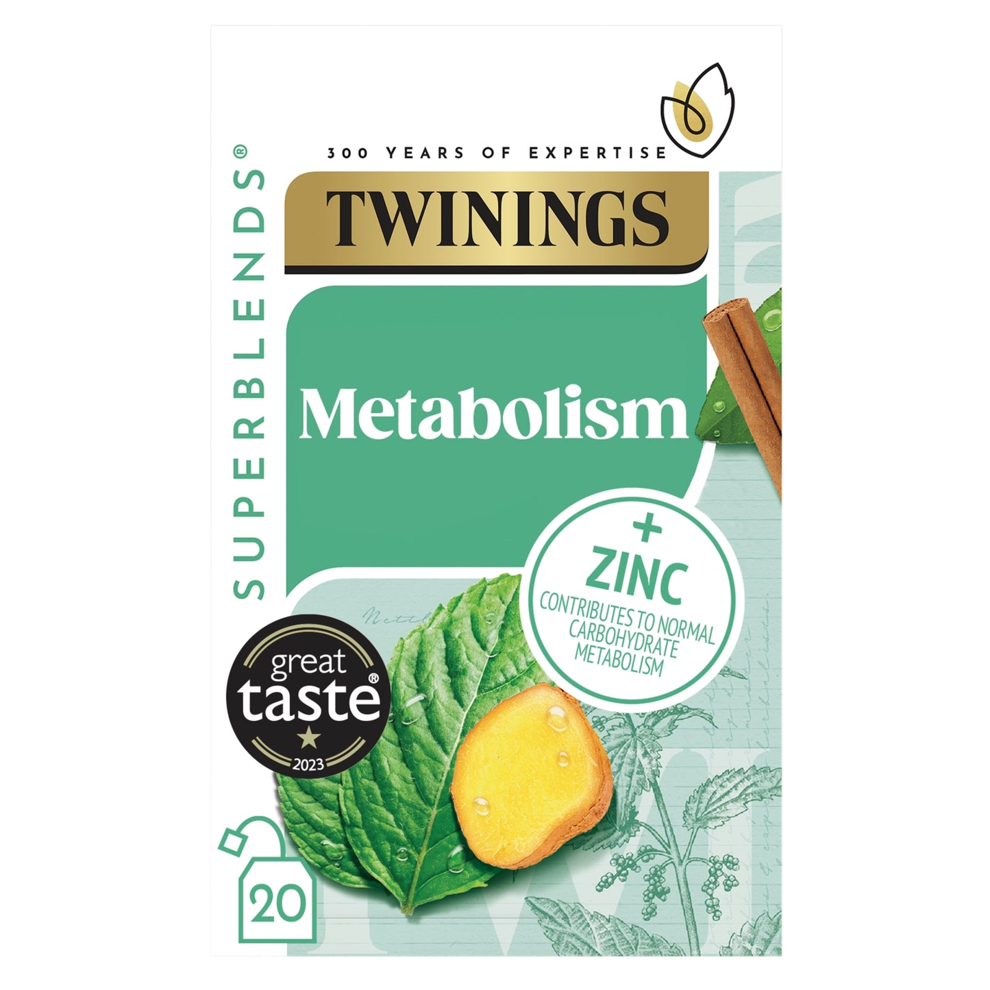 Twinings Superblends Metabolism Peppermint & Spiced Green Tea 20 Tea Bags 40g