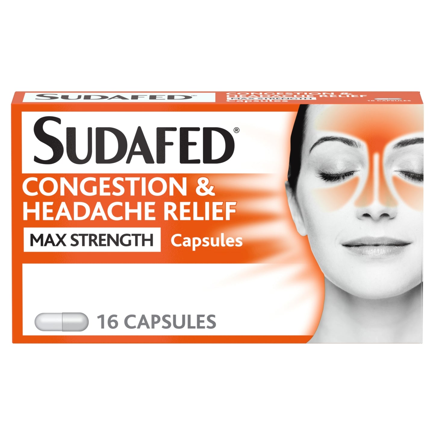 Sudafed Congestion & Headache Relief Max Strength Capsules Pack of 16