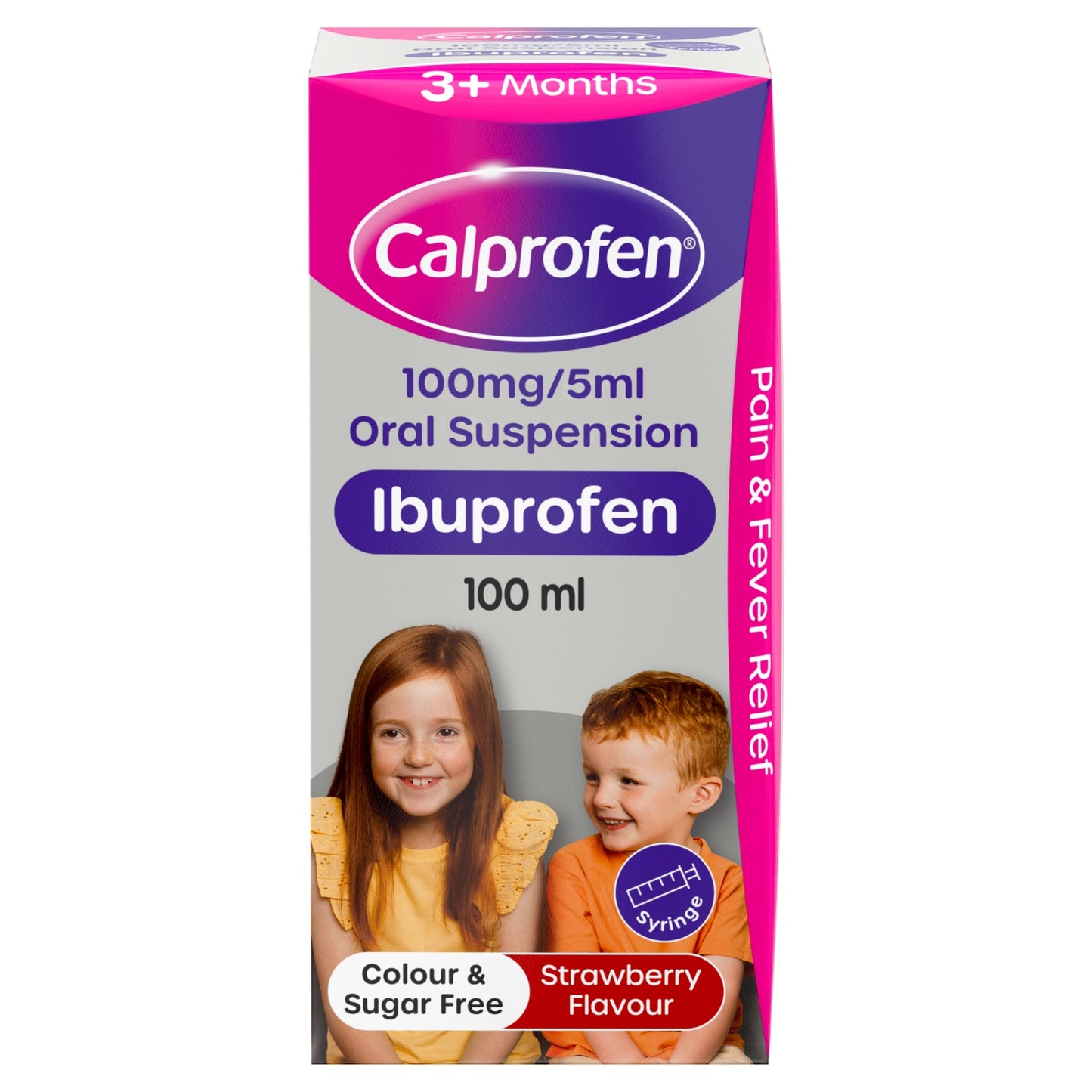 Calprofen Oral Suspension Ibuprofen 3+ Months Strawberry Flavour 100ml