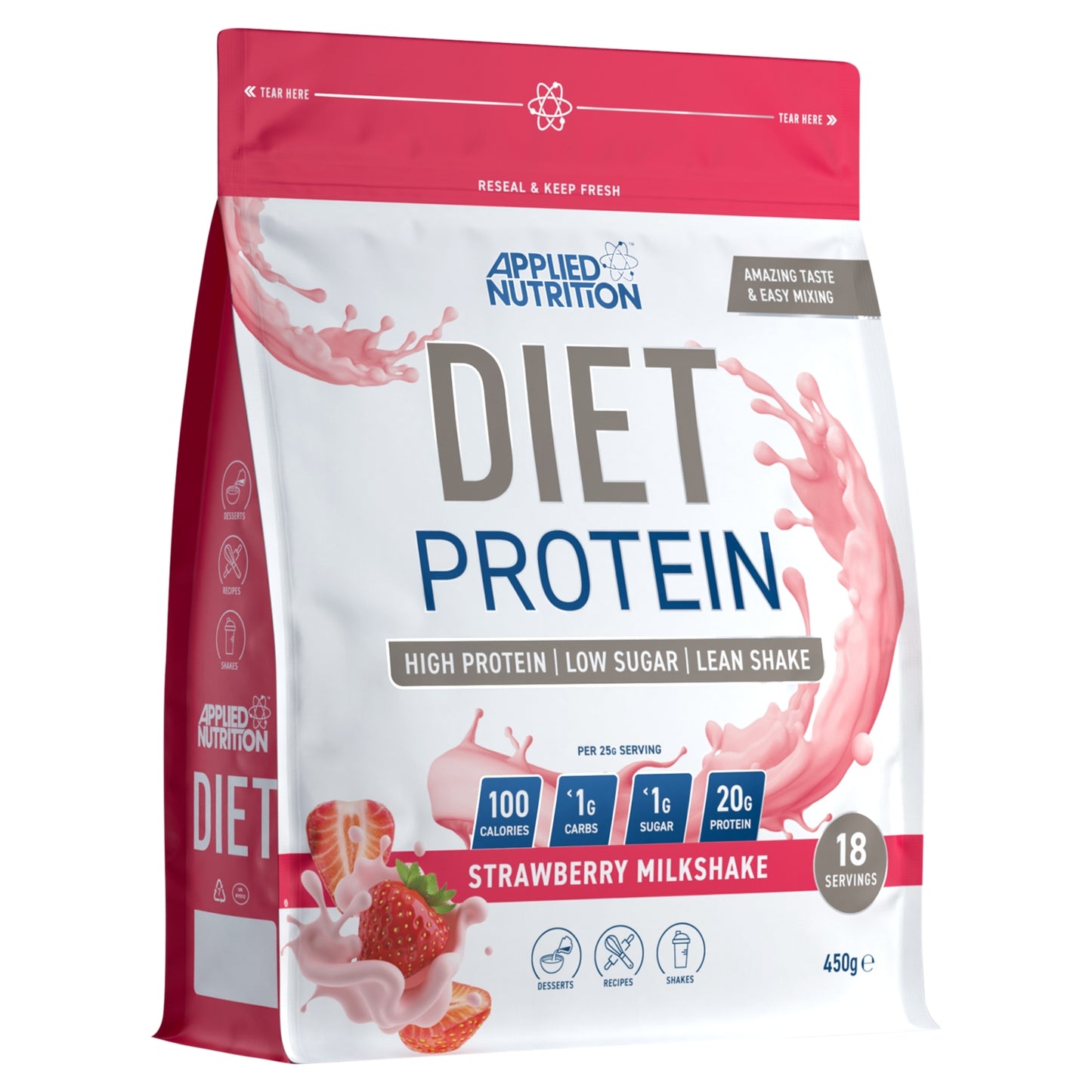 Applied Nutrition Strawberry Milkshake Diet Protein 450g