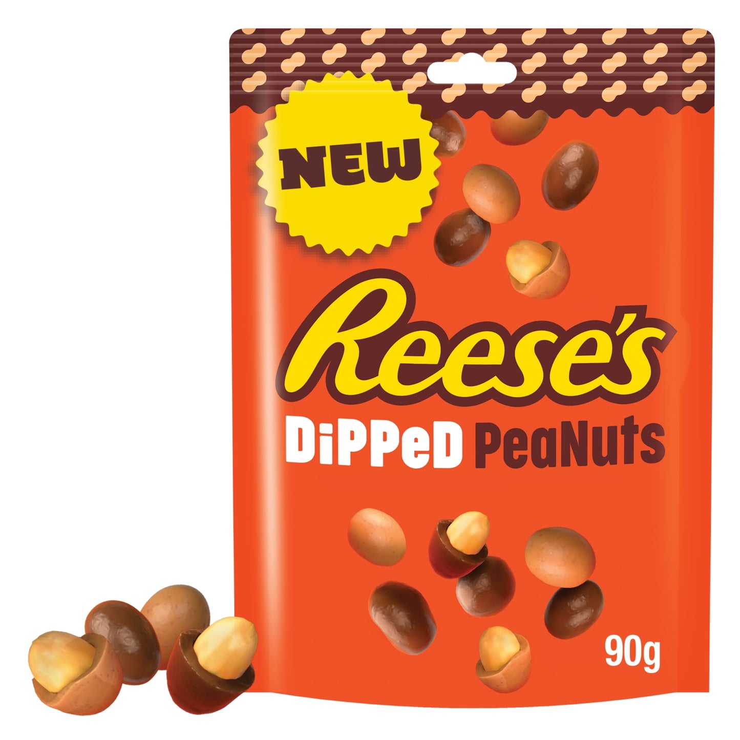 Reese's Dipped Peanuts - Peanuts Dipped in Milk Chocolate Flavour and Peanut Butter Coatings Sharing Bag 90g