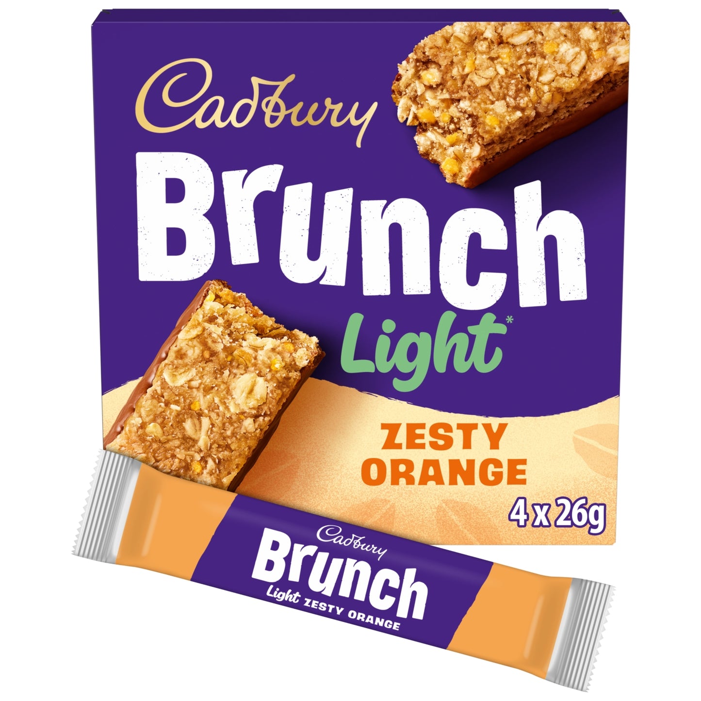 Cadbury Brunch Light Orange Chocolate Cereal Bars 4 Pack Multipack 104g (4 x 26g)