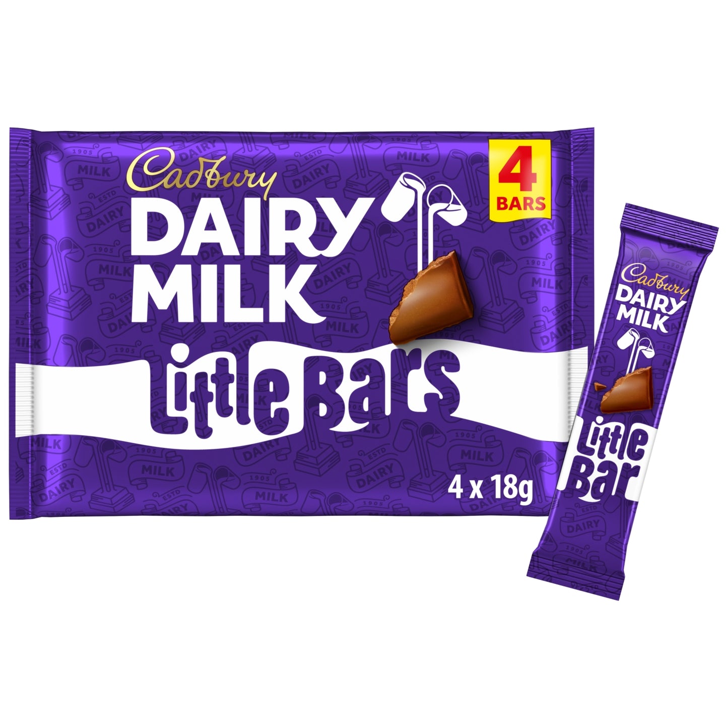 Cadbury Dairy Milk Little Bars Chocolate Bar 4 Pack Multipack 72g (4 x 18g)
