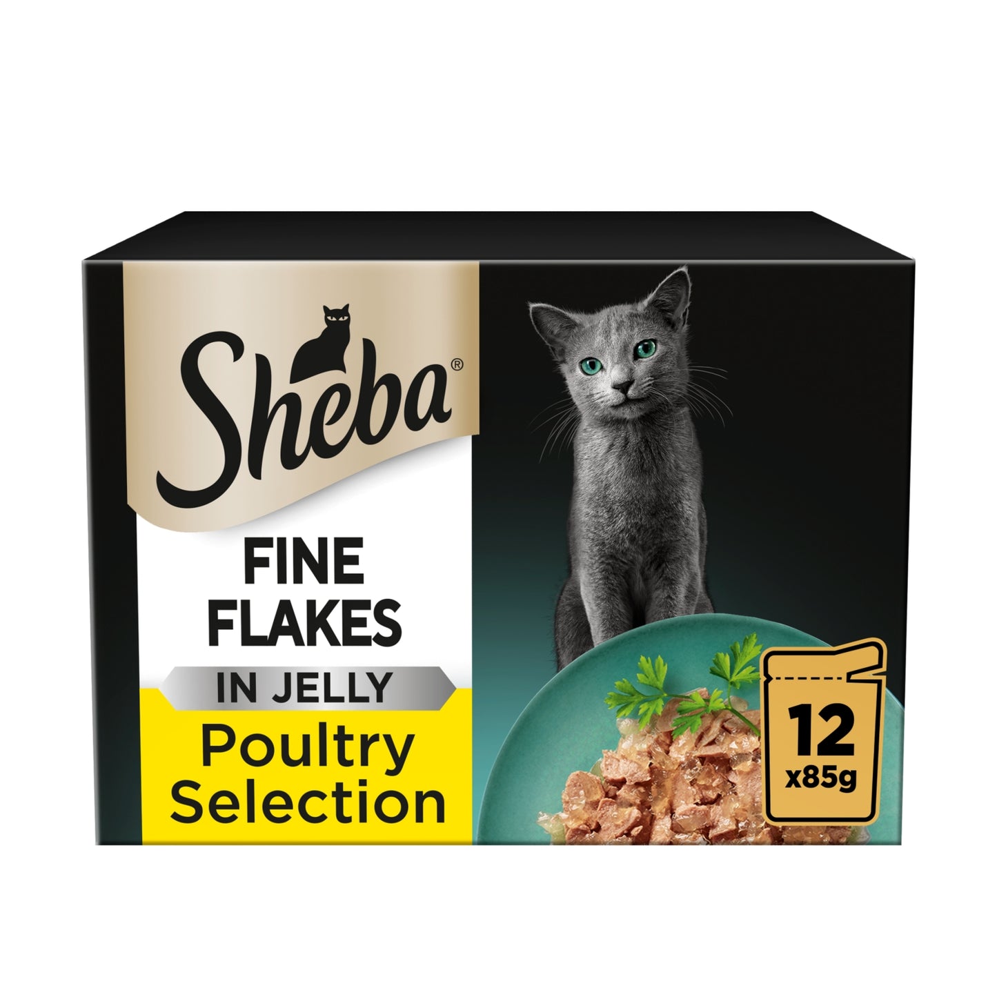 Sheba Fine Flakes Adult Wet Cat Food Poultry Selection in Jelly 12 x 85g Pouch