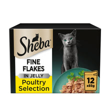 Sheba Fine Flakes Adult Wet Cat Food Poultry Selection in Jelly 12 x 85g Pouch
