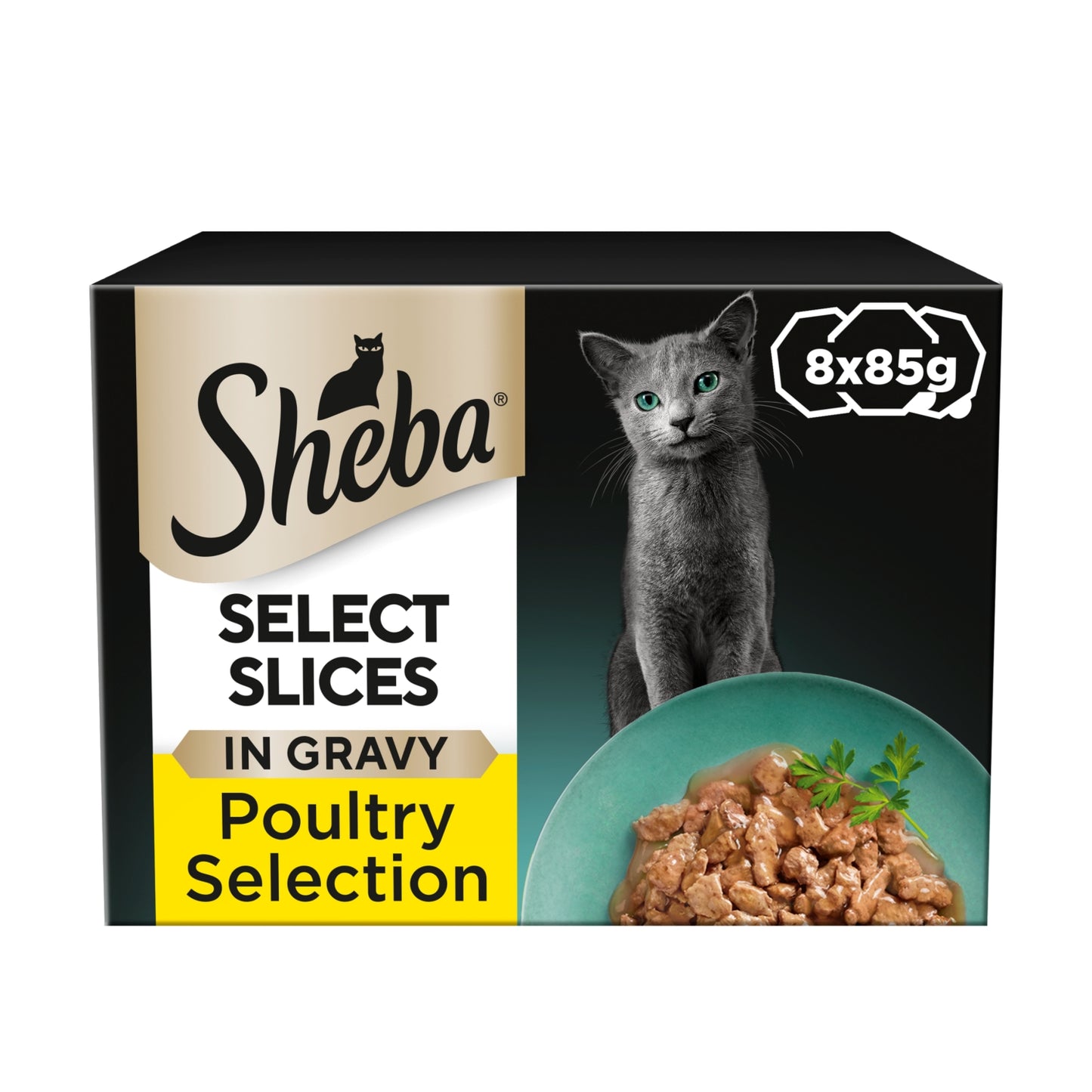 Sheba ® Select Slices Adult Wet Cat Food Poultry Selection in Gravy 8 x 85g Tray