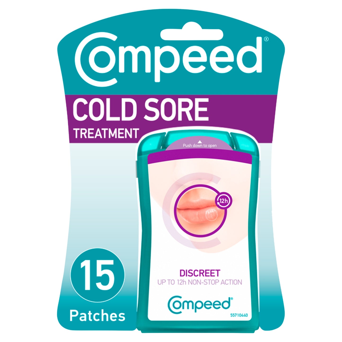 Compeed Hydrocolloid Cold Sore Treatment Patches (15 Invisible Plasters for Cold Sores) - 12 Hours Protection from Water, Bacteria & Viruses - Discreet, Easy to Apply Patches with Patch Applicator