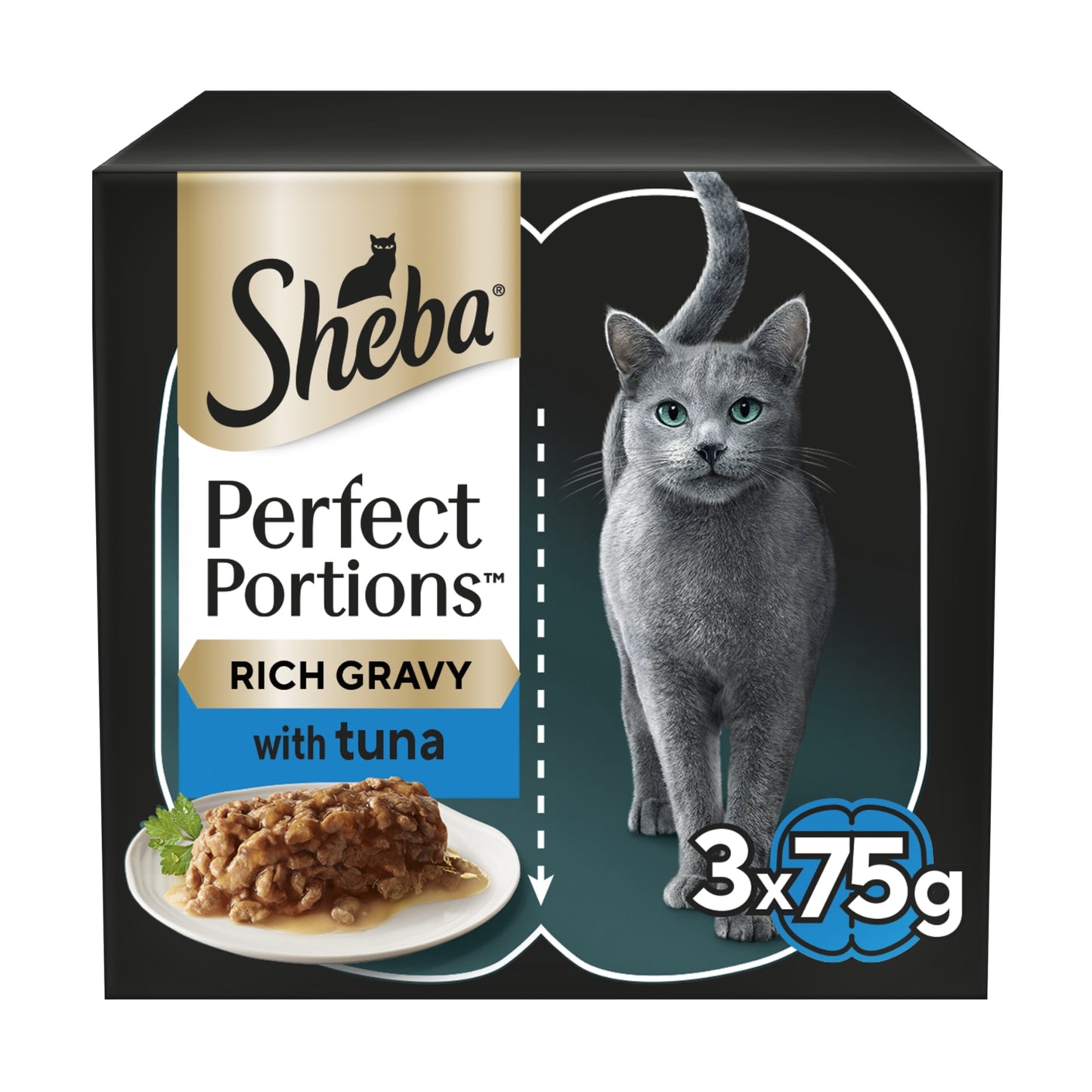 Sheba ® PERFECT PORTIONS™ Adult Wet Cat Food Tuna Chunks 3 x (2x37.5g) Tray