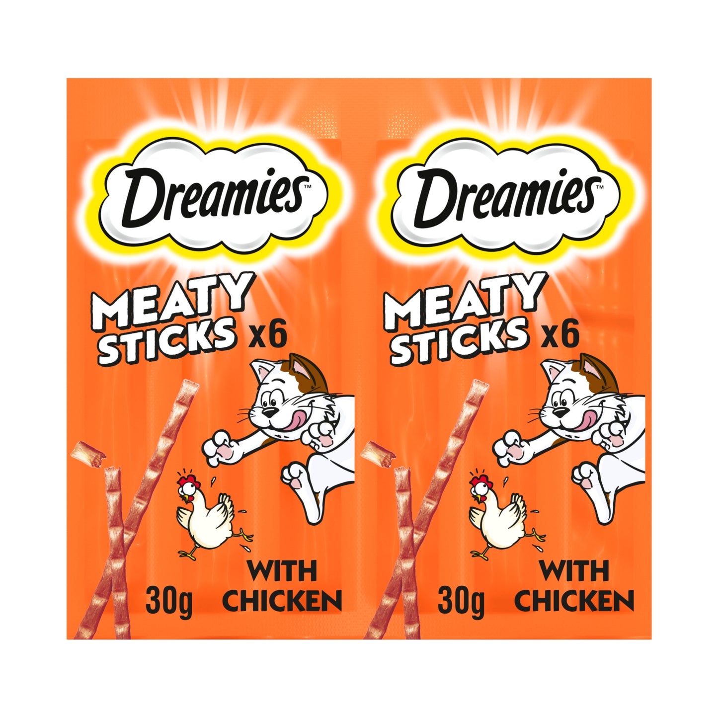 Dreamies ™ Meaty Sticks Adult Cat Treats with Tasty Chicken 30g