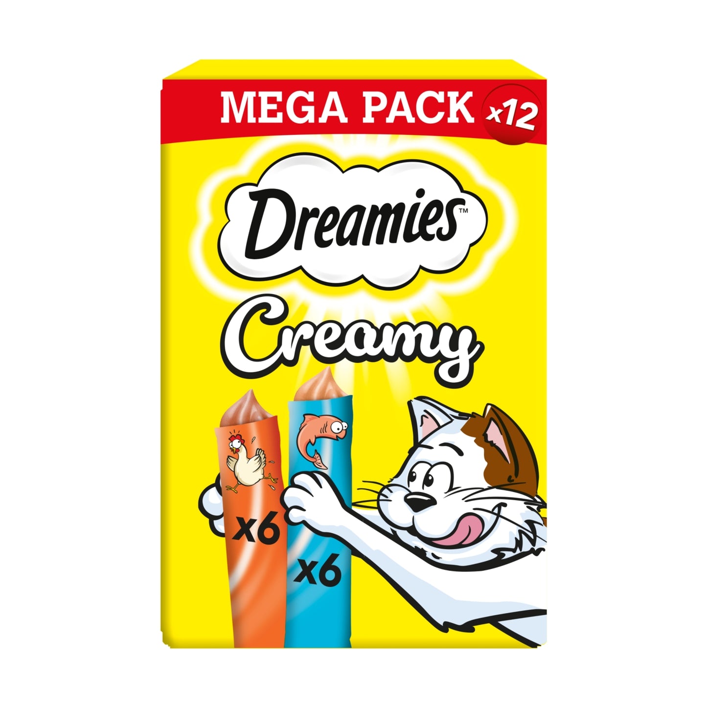 Dreamies Creamy Snack Cat & Kitten Treat with Chicken & Salmon 12 x 10g