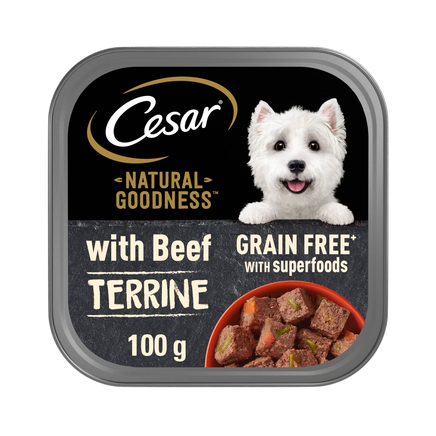 Cesar Natural Goodness Grain Free Adult Wet Dog Food Beef Terrine Tray 100g
