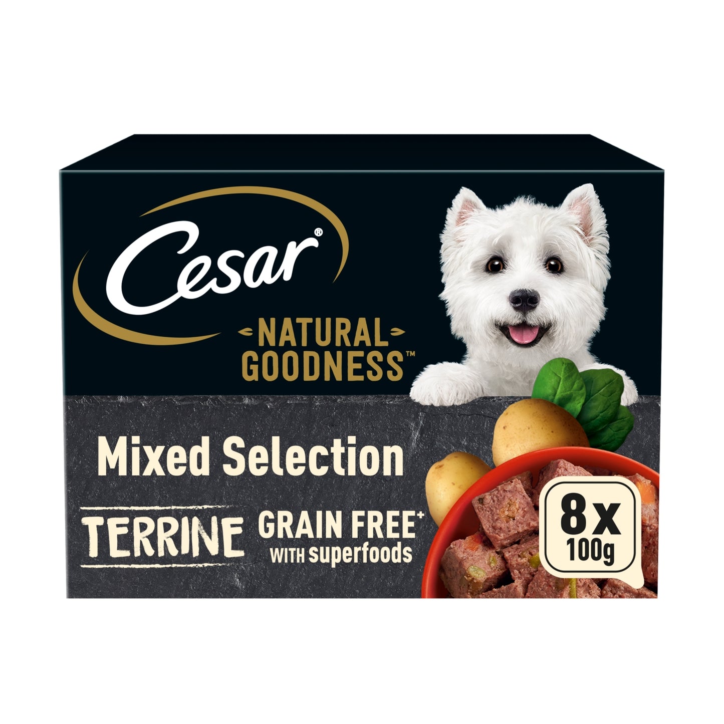 Cesar NATURAL GOODNESS™ Grain Free Adult Wet Dog Food Mix Terrine 8 x 100g Tray