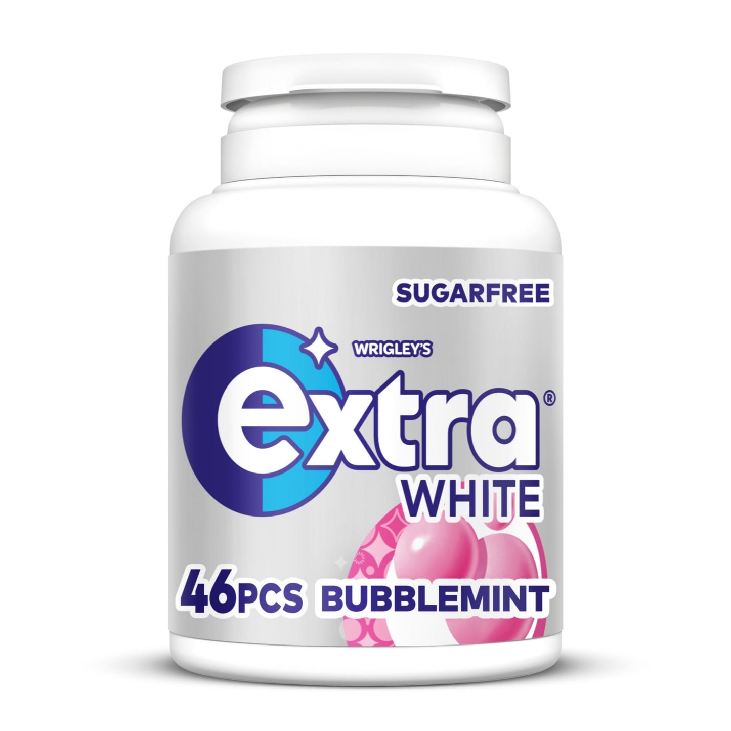 Wrigley's Extra White Bubblemint Sugarfree Chewing Gum Bottle 46 Pieces