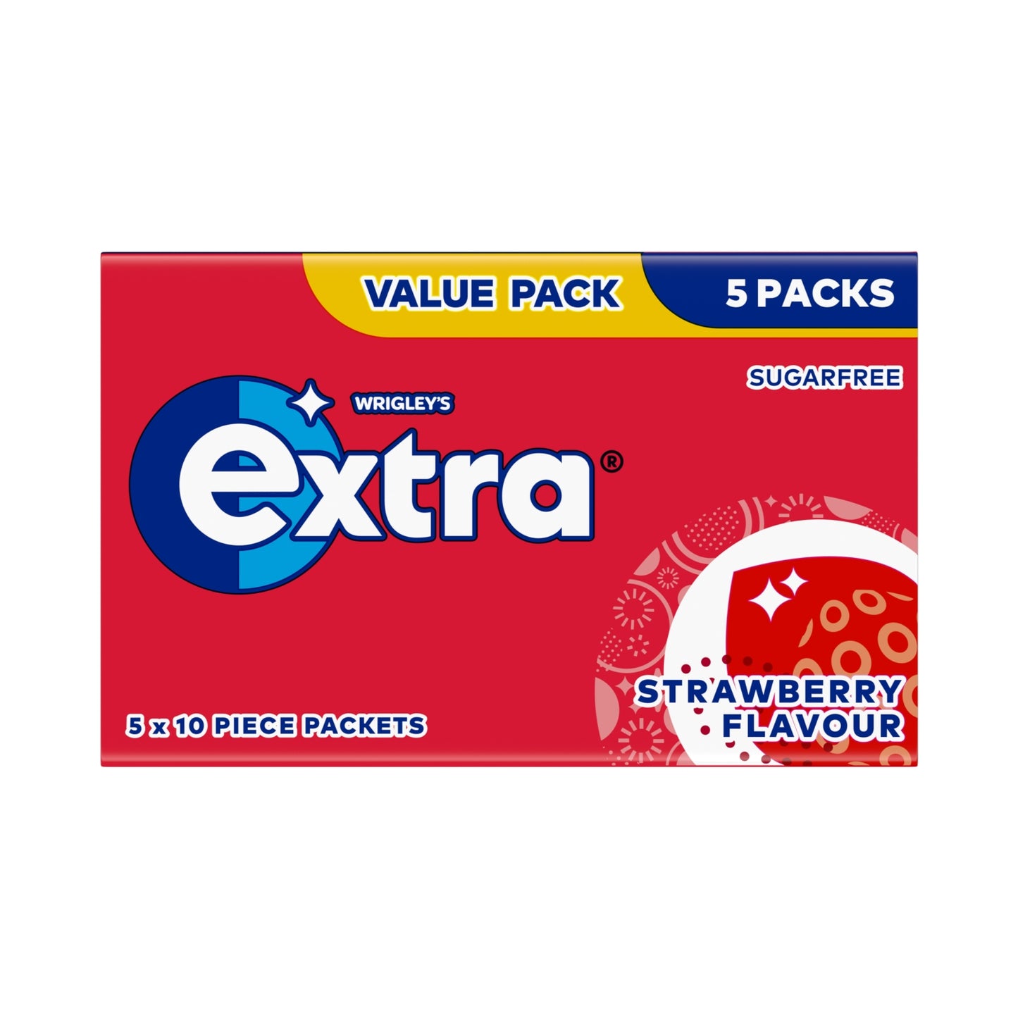 Extra Strawberry Flavour Sugarfree Chewing Gum Multipack 5x10 Pieces
