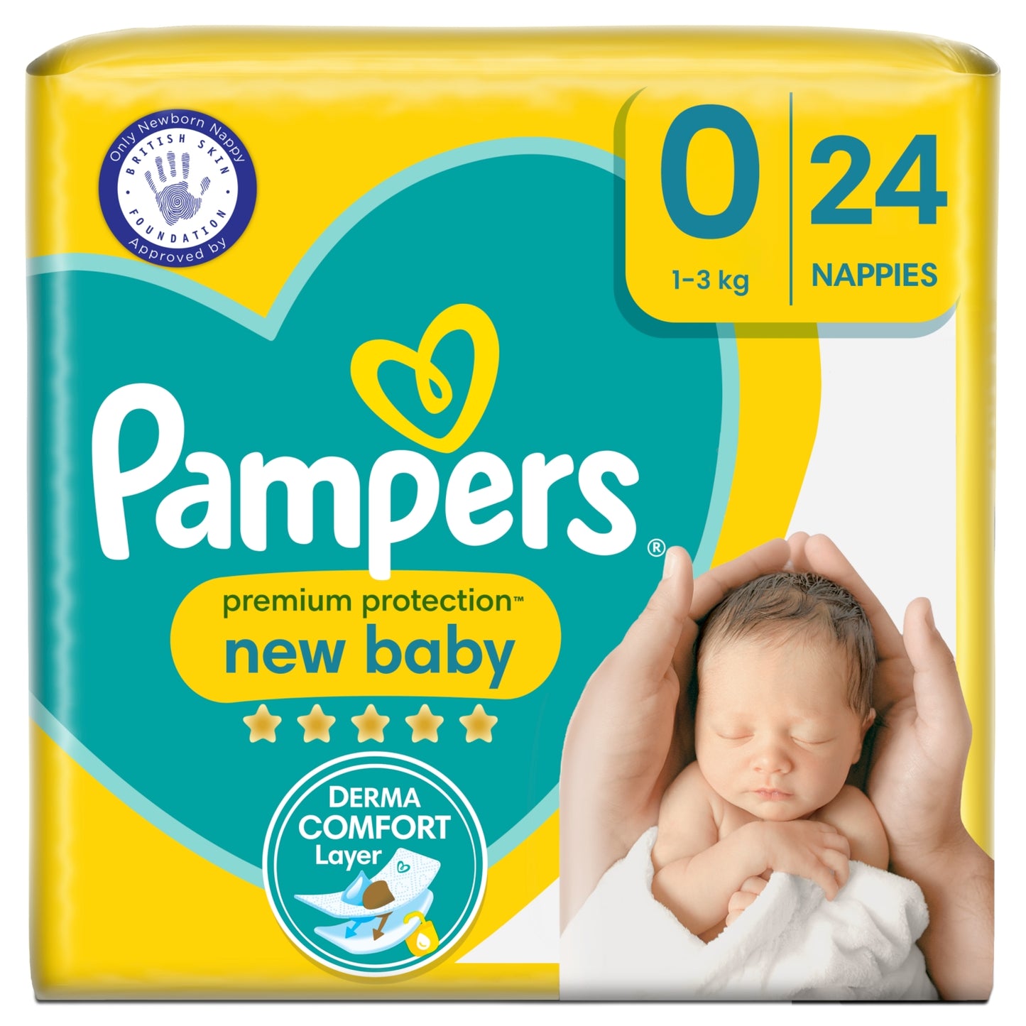 Pampers Premium Protection New Baby Size 0, 24 Nappies, 1-3kg