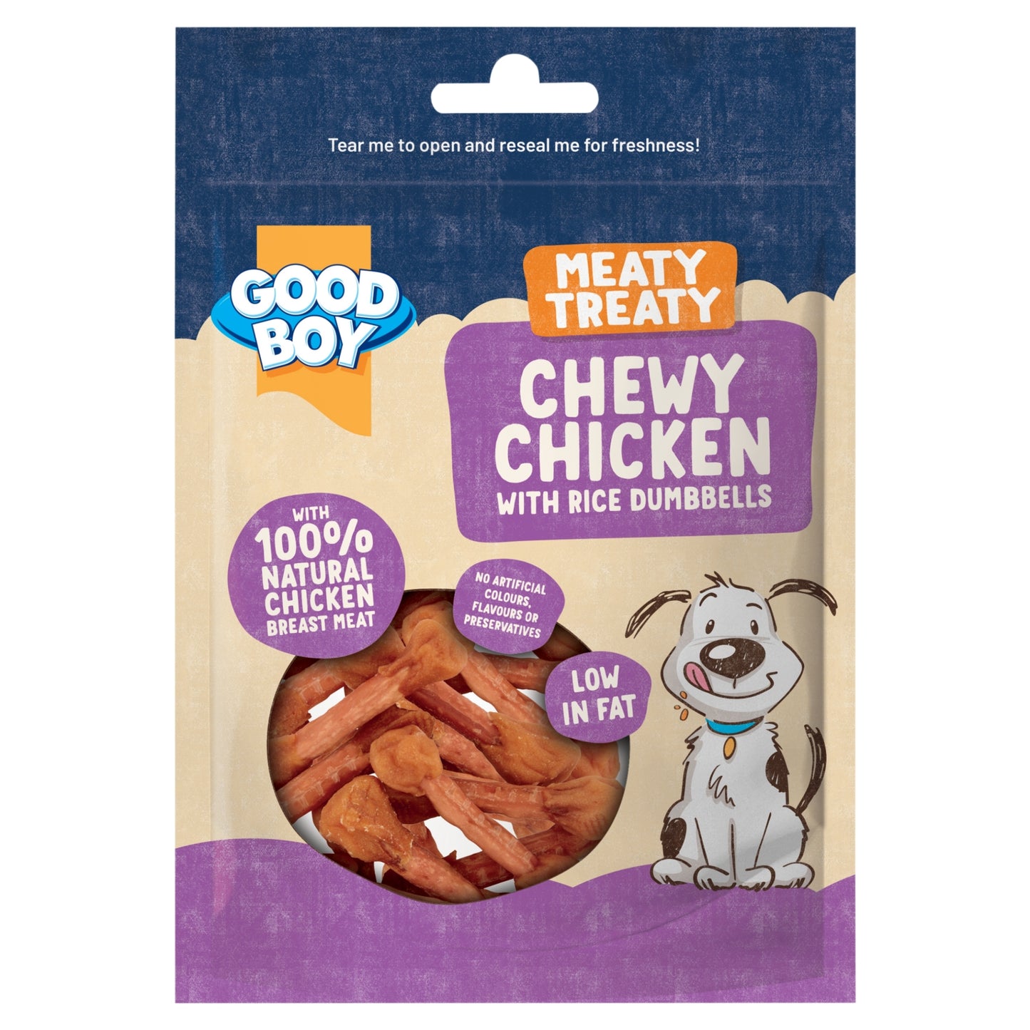 Good Boy Meaty Treaty Chewy Chicken with Rice Dumbbells 80g