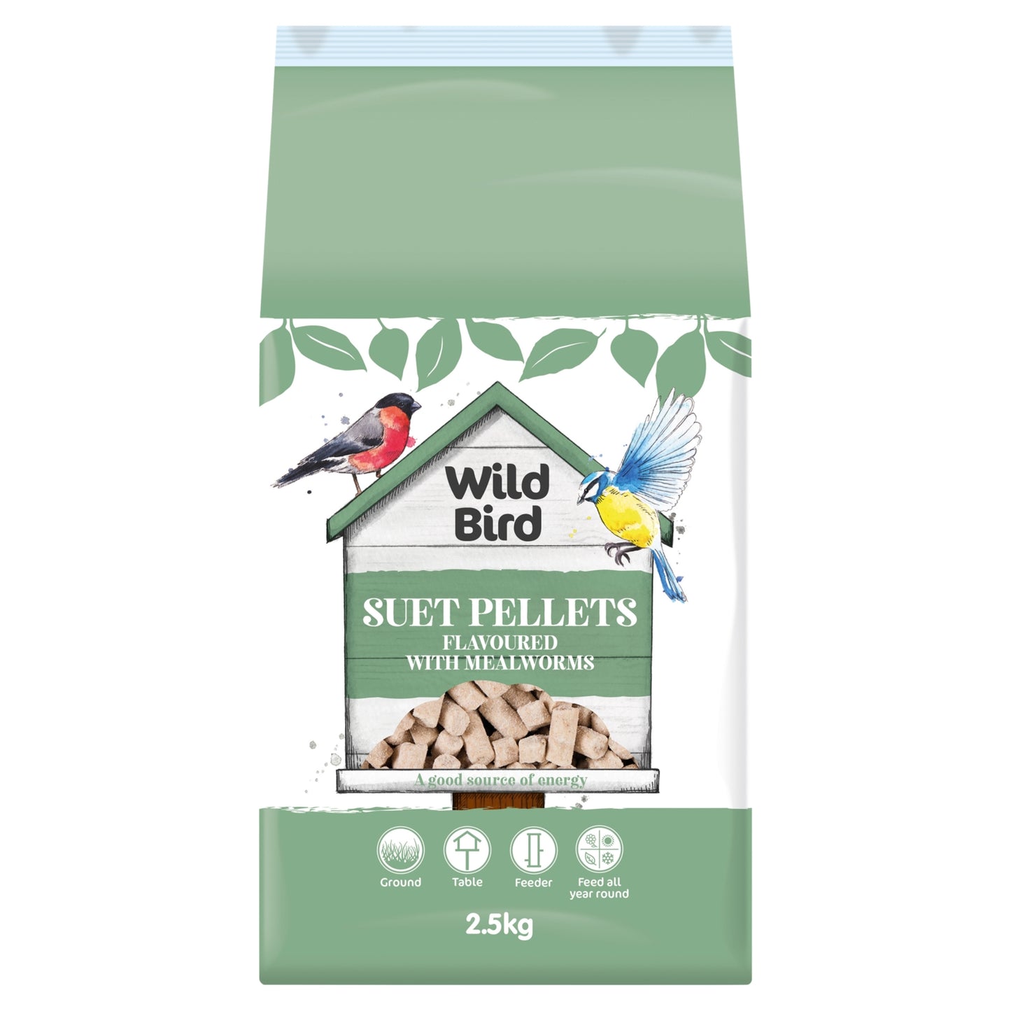 Wild Bird Suet Pellets Flavoured with Mealworms 2.5kg