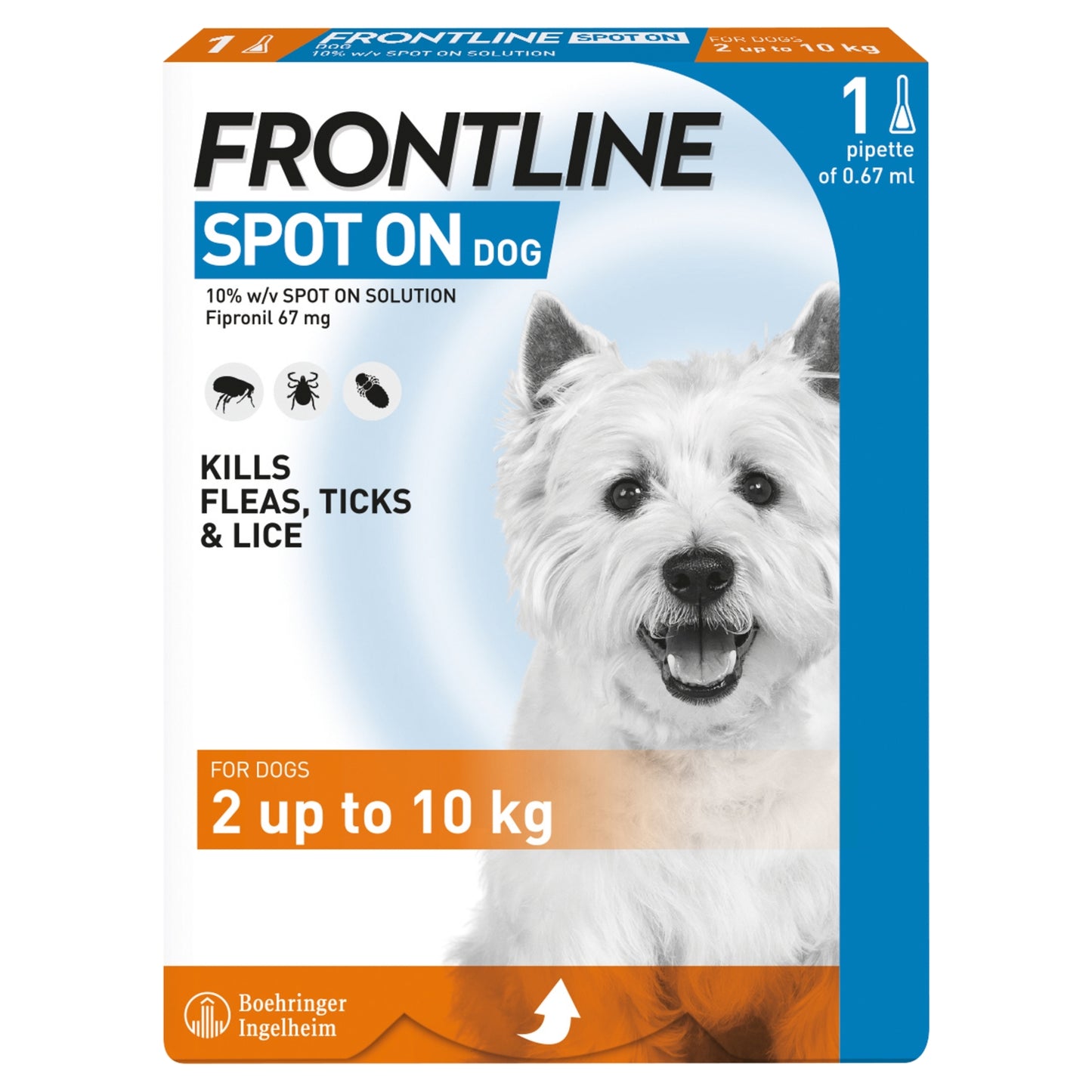 Frontline Spot On Flea & Tick Treatment For Small Dogs 2-10kg