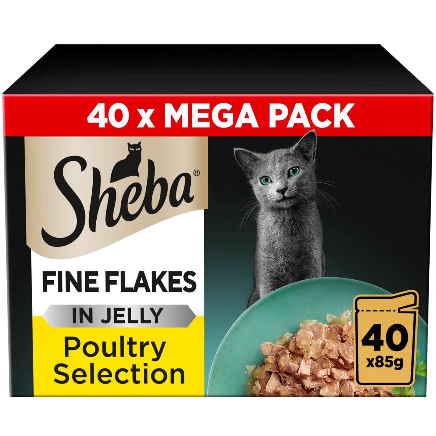 Sheba SHEBA® Fine Flakes Adult Wet Cat Food Poultry Selection in Jelly 40 x 85g Pouch