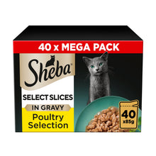 Sheba Select Slices Adult Wet Cat Food Pouch Poultry Selection in Gravy Mega-Pack 40 x 85g