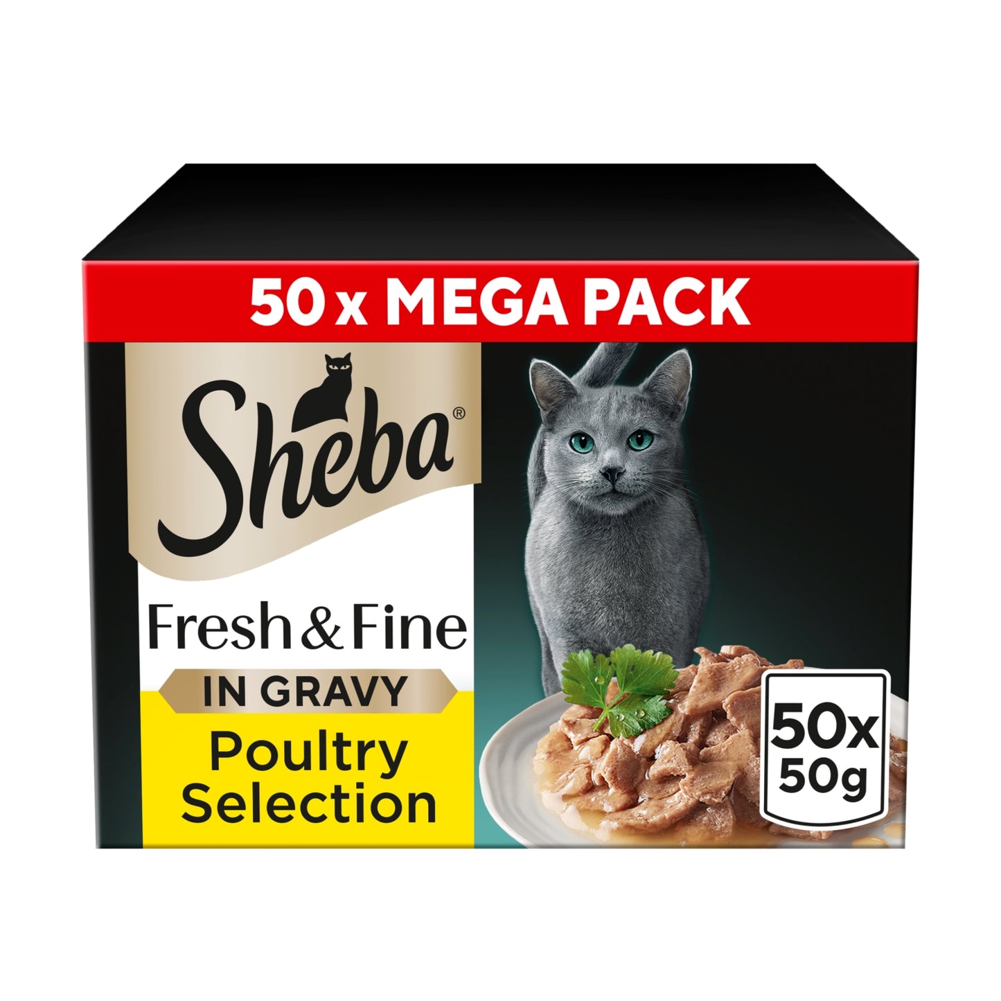 Sheba Fresh & Fine&nbsp;Adult Wet Cat Food Poultry In Gravy 50 x 50g Pouches