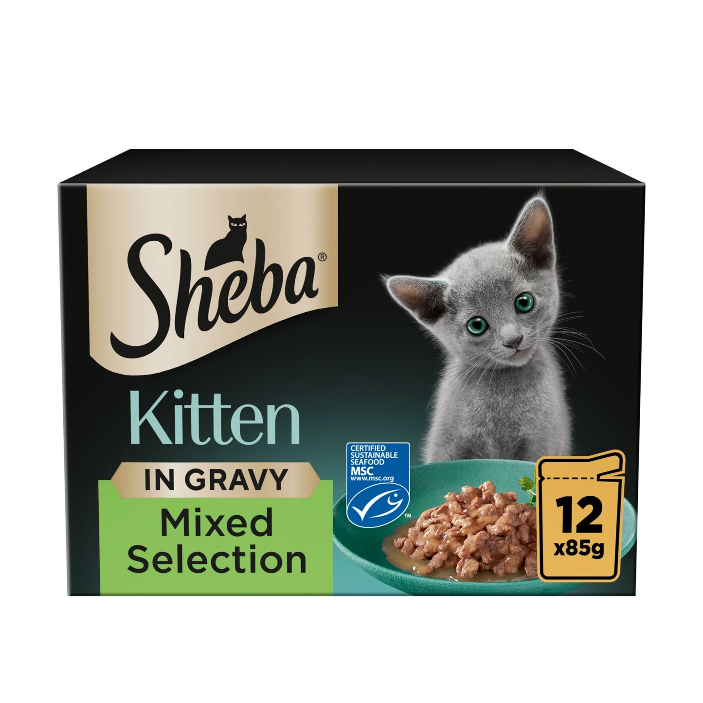 Sheba ® Mixed Selection Kitten Wet Cat Food in Gravy 12 x 85g Pouch