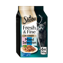 Sheba ® Fresh & Fine Adult Wet Cat Food Salmon, Tuna & Trout in Gravy 6 x 50g Pouches