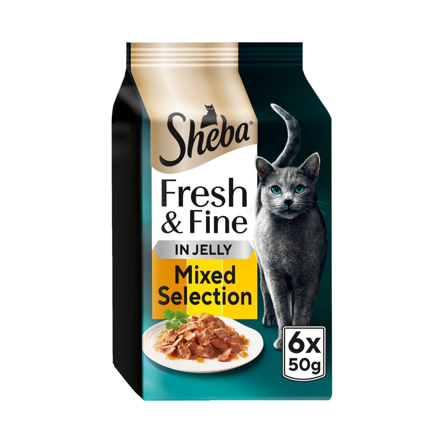 Sheba ® Fresh & Fine Adult Wet Cat Food Chicken & Turkey Jelly 6x50g Pouches