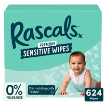 Rascals Premium Sensitive Wipes, 624 Wipes (12 packs x 52 wipes)