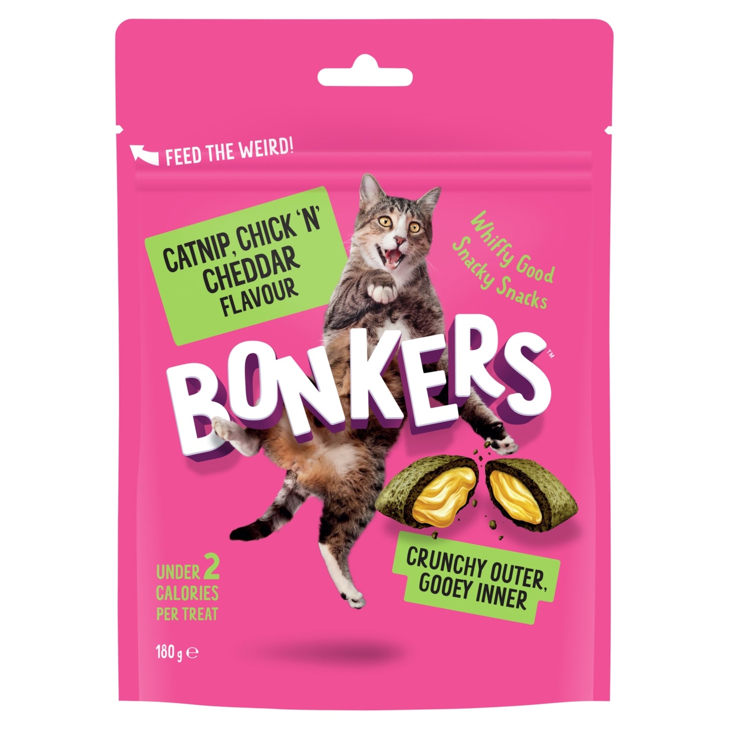 Bonkers Crunchy And Soft Cat Treats Catnip, Chick N' Cheddar Flavour 6.3 oz