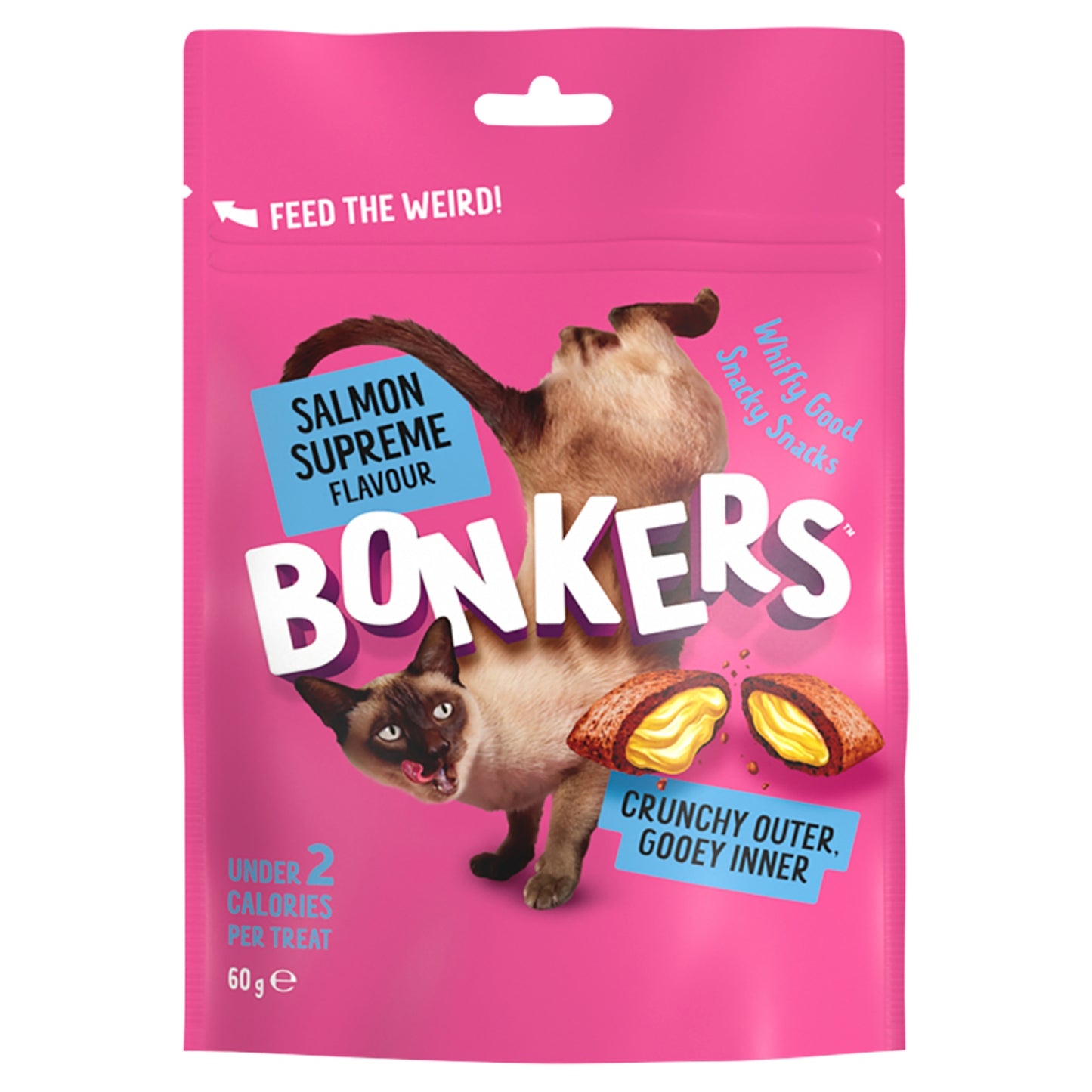 Bonkers Crunchy And Soft Cat Treats Salmon Supreme Flavour 2.1 oz