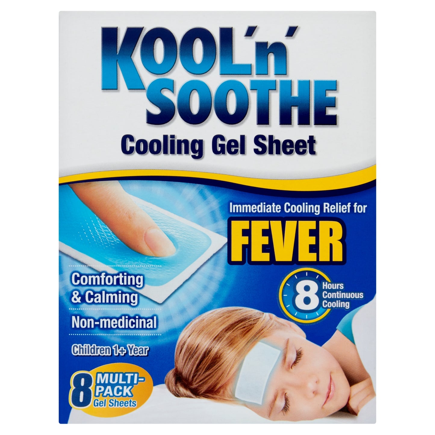 Kool n soothe Cooling Gel Sheet Fever Children 1+ Year 8 Multi-Pack Gel Sheets