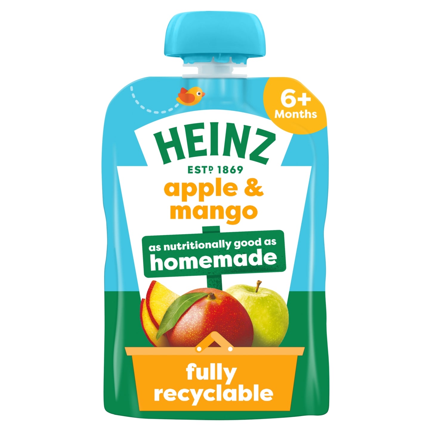 Heinz Apple & Mango Baby Food Fruit Puree Pouch 6+ Months 100g