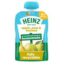 Heinz Apple, Pear & Banana Fruit Puree Pouch Baby Food 6+ Months 100g