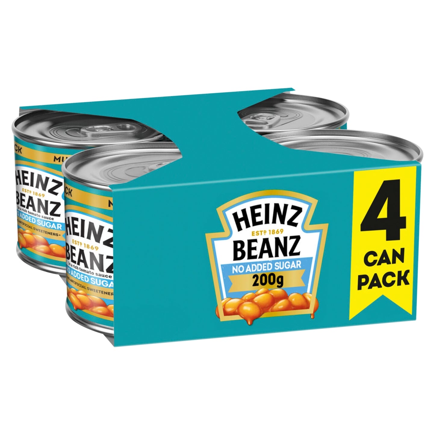 Heinz No Added Sugar Baked Beans in Tomato Sauce 4 x 200gm