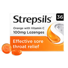 Strepsils Orange with Vitamin C 100mg Lozenges 36 Lozenges