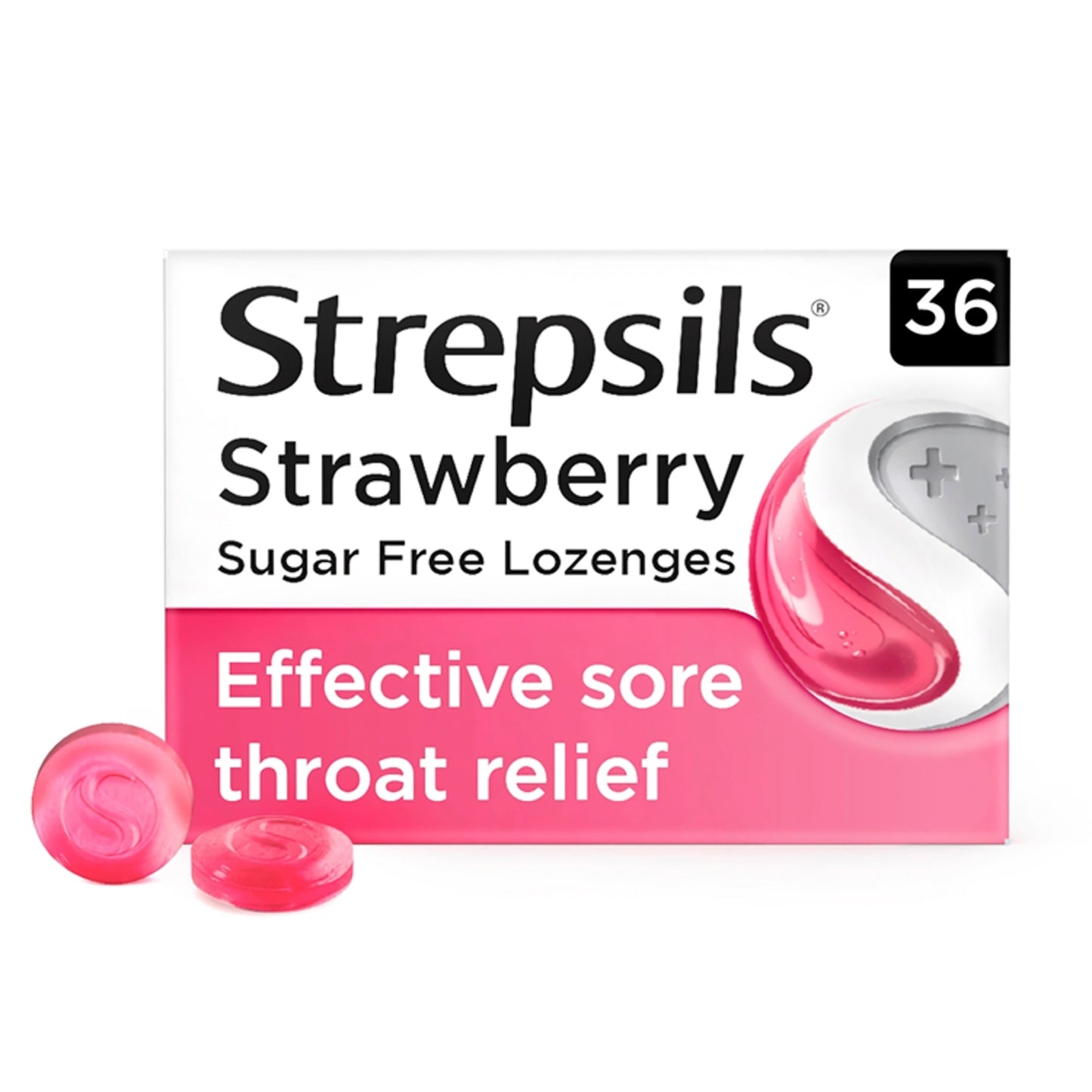 Strepsils Strawberry Sugar Free Lozenges 36 Lozenges