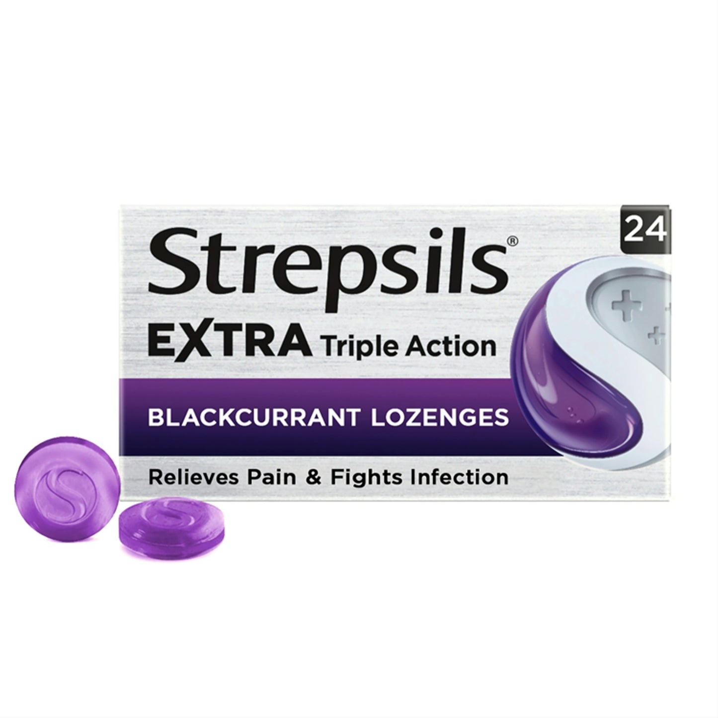 Strepsils Extra Triple Action Blackcurrant Lozenges 24 Lozenges