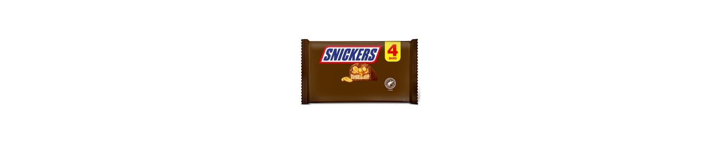 Snickers Caramel, Nougat, Peanuts & Milk Chocolate Snack Bars Multipack 4x40g