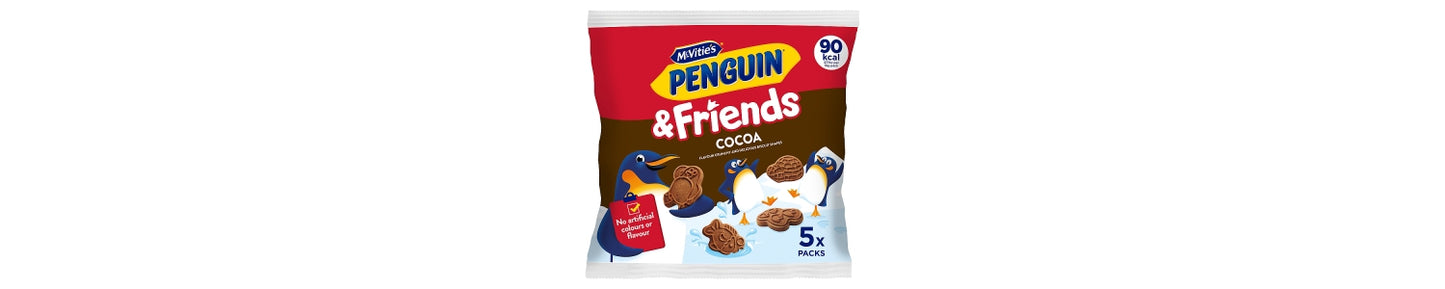 McVitie's Penguin & Friends Cocoa Flavoured Crunchy and Delicious Biscuit Shapes 5 x 20g