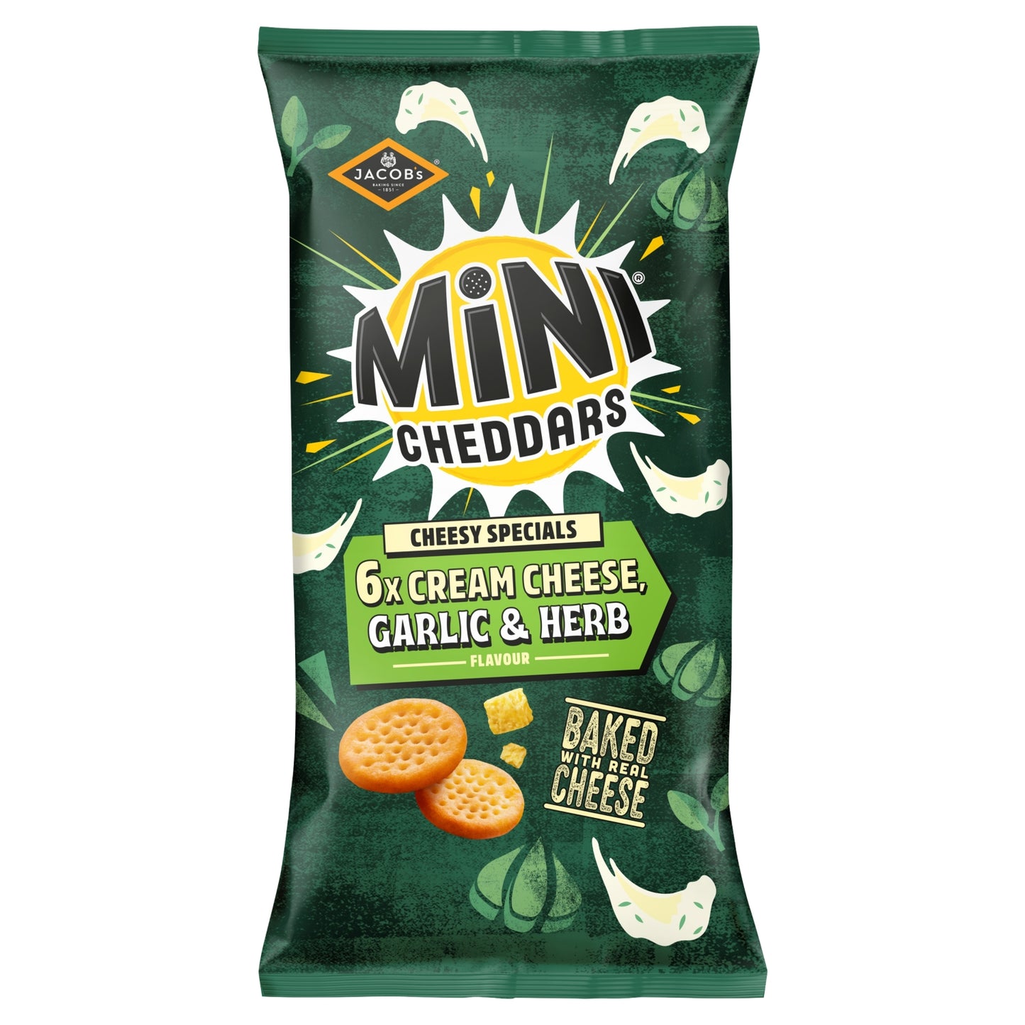 Jacob's Mini Cheddars Cream Cheese Garlic & Herb Multipack 6x23g