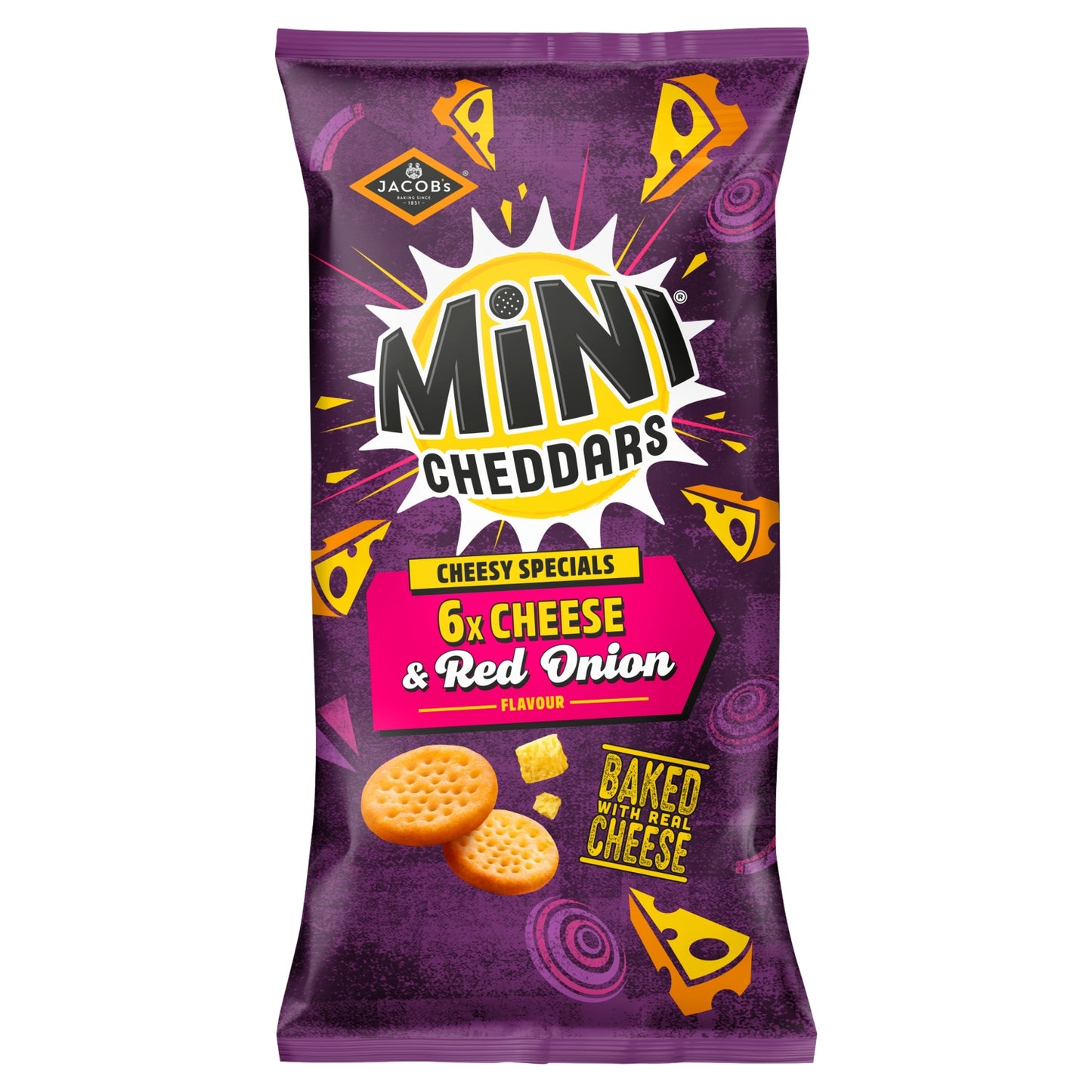 Jacob's Mini Cheddars Cheese & Red Onion Flavour Multipack 6x23g