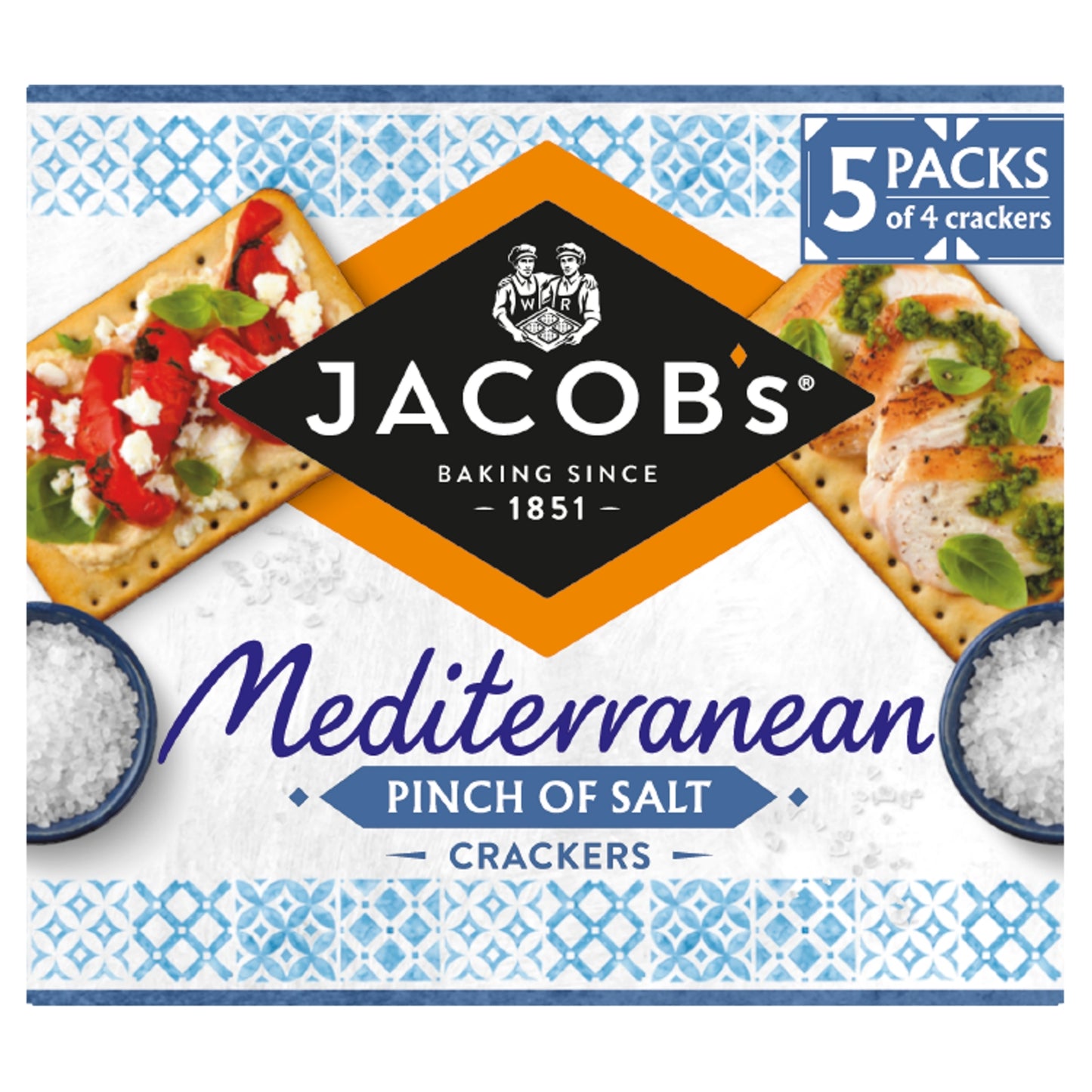 Jacob's Mediterranean Pinch of Salt Crackers Multipack 5 x 38g, 190g