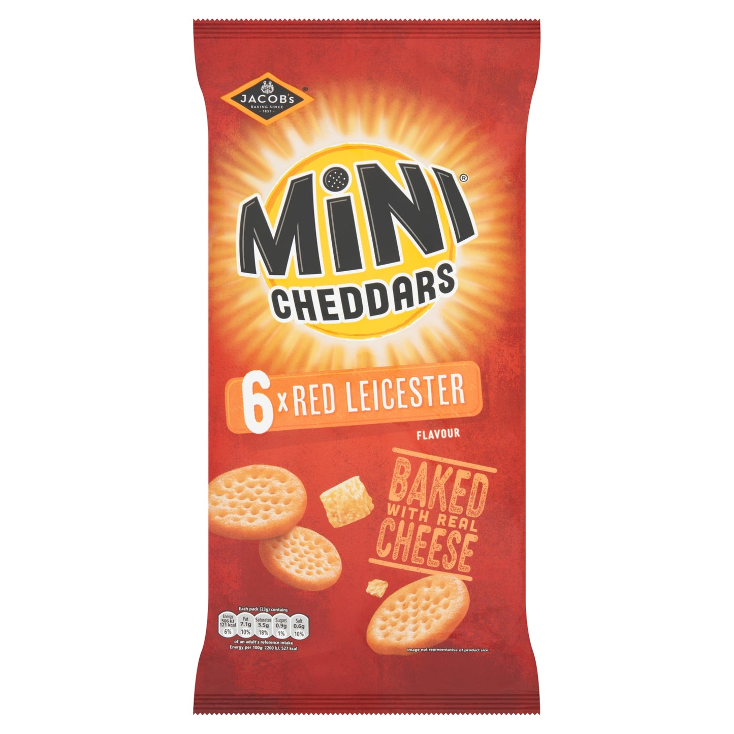 Jacob's Mini Cheddars Red Leicester Flavour Multipacks 6x23g