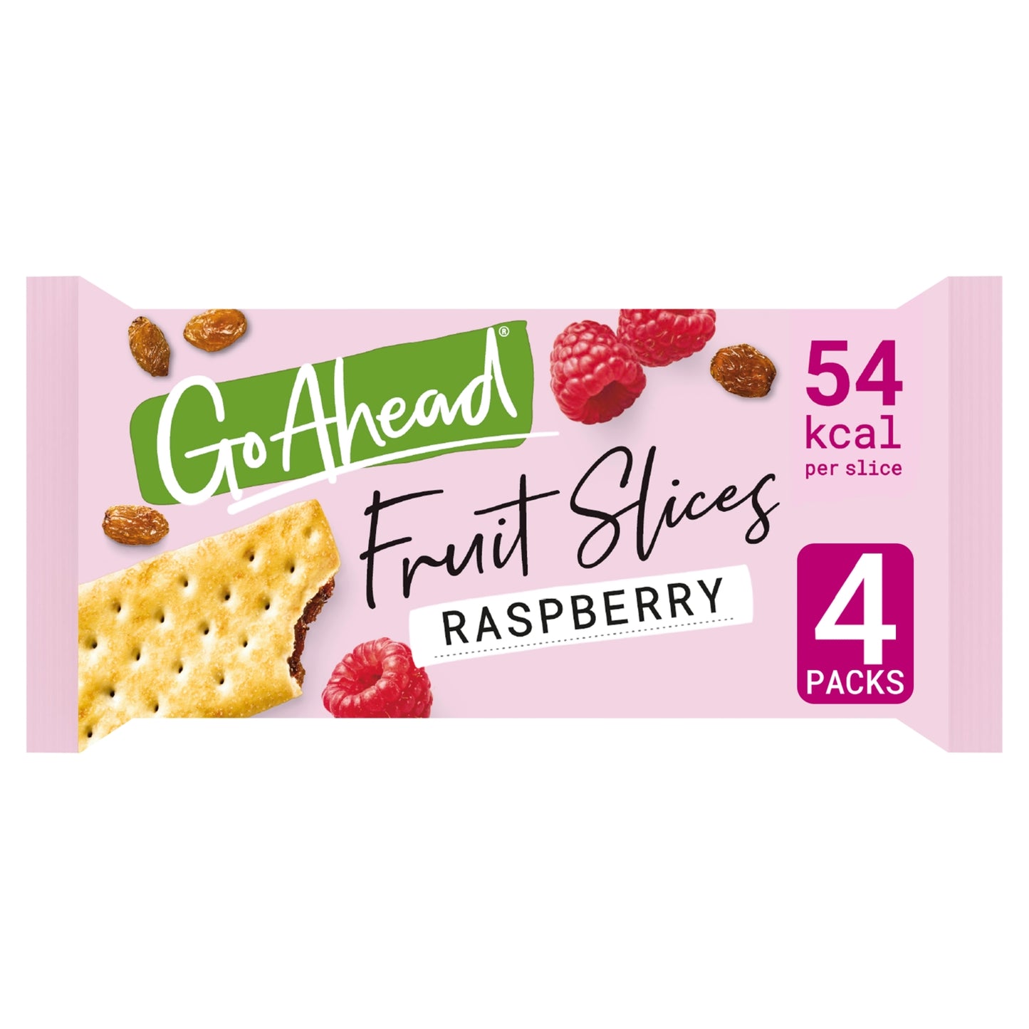 Go Ahead Raspberry Crispy Fruit Slices Snack Bars Multipack 4 x 43.6g, 174.4g