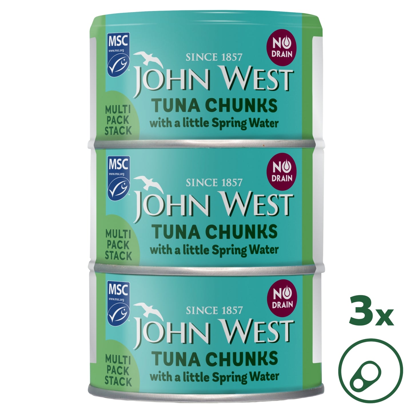 John West No Drain Tuna Chunks with a Little Spring Water MSC 3x100g