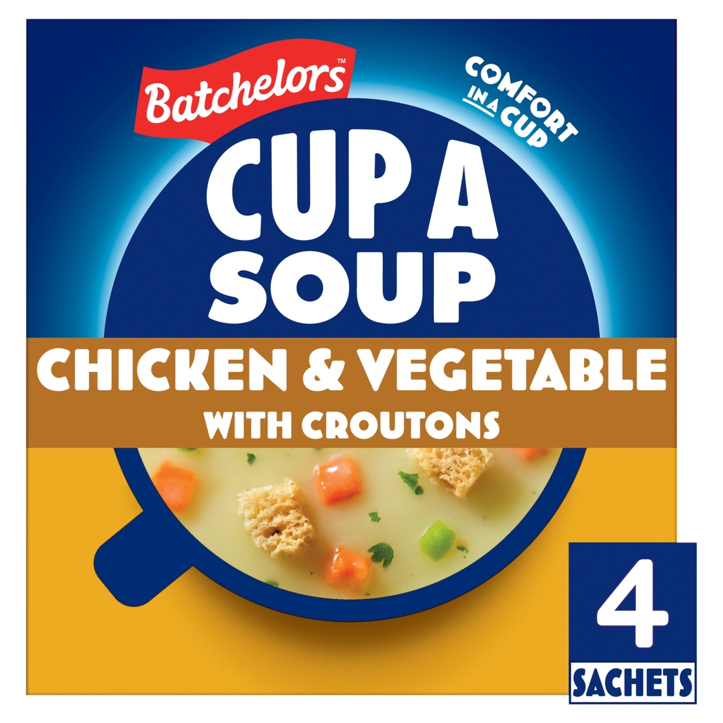 Batchelors Cup a Soup Chicken & Vegetable with Croutons 4 Instant Soup Sachets 110g