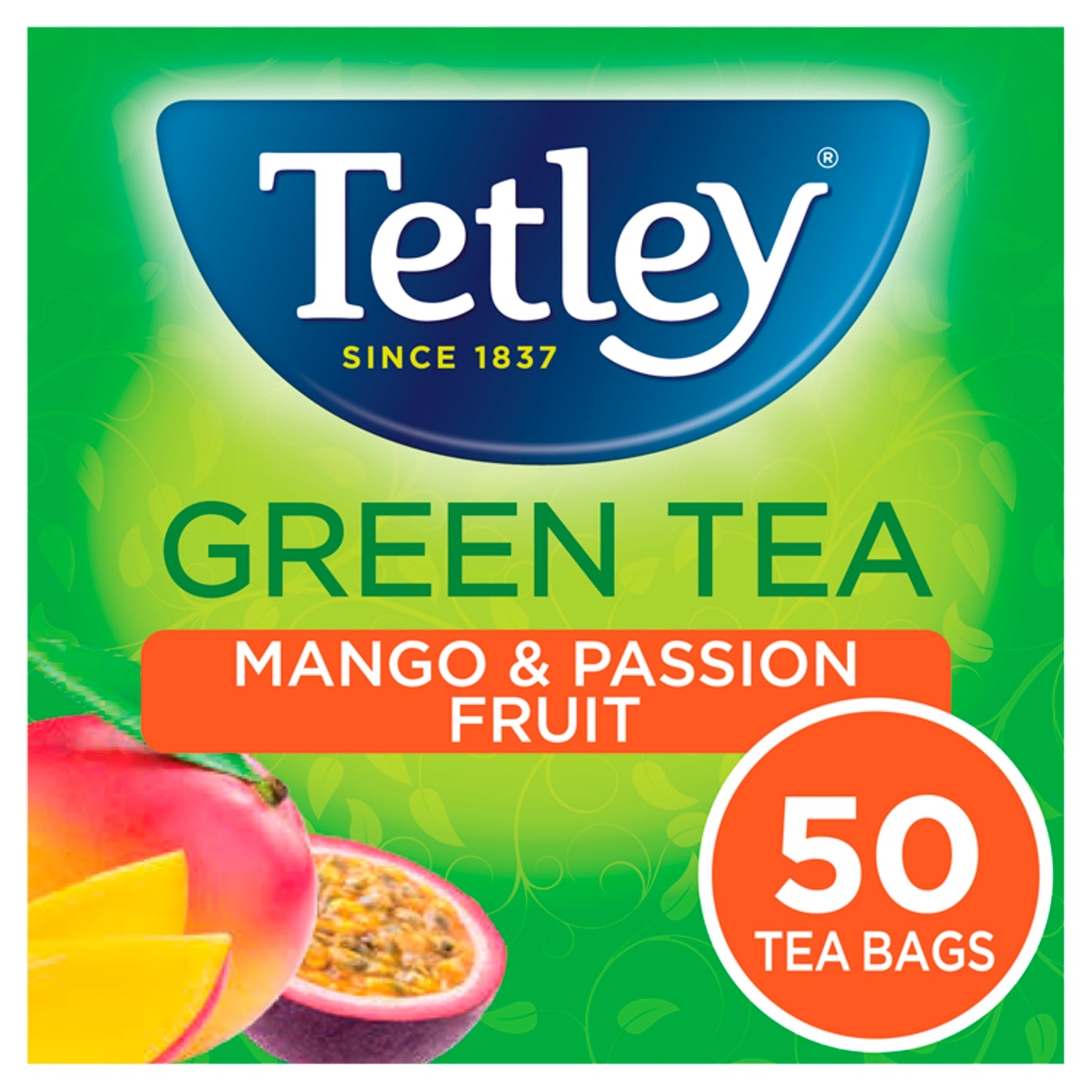 Tetley Green Tea Mango & Passionfruit Tea Bags x50